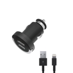 Автомобильное зарядное устройство для Apple (lightning) - 3.4A - с 2мя USB выходами - Deppa MFI - Black