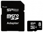 Карта памяти Micro SD HC - Silicon Power - Class 4 - 8GB