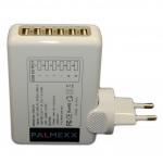 Универсальное сетевое зарядное устройство с 6-ю USB выходами - 4А - Palmexx - White