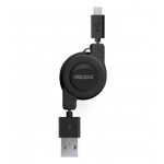 USB-кабель для подключения к компьютеру с разъемом Micro USB с автосмоткой - Deppa - Black